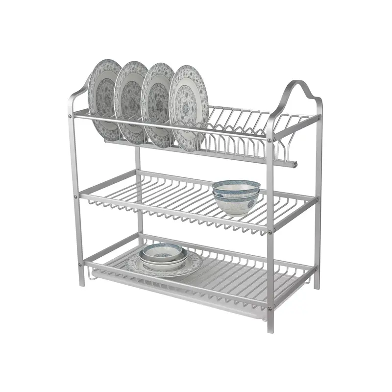 3 levels aluminium dish rack
