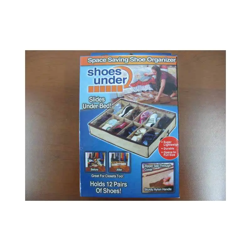 12-Section Zippered Underbed Shoe Bag