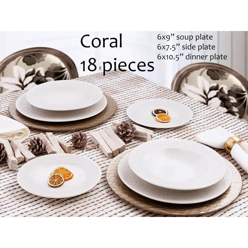 18 Pieces Coral Porcelain Dinner Set