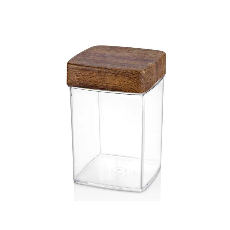1.9 LT. SQUARE JAR with Wooden Finished Lid