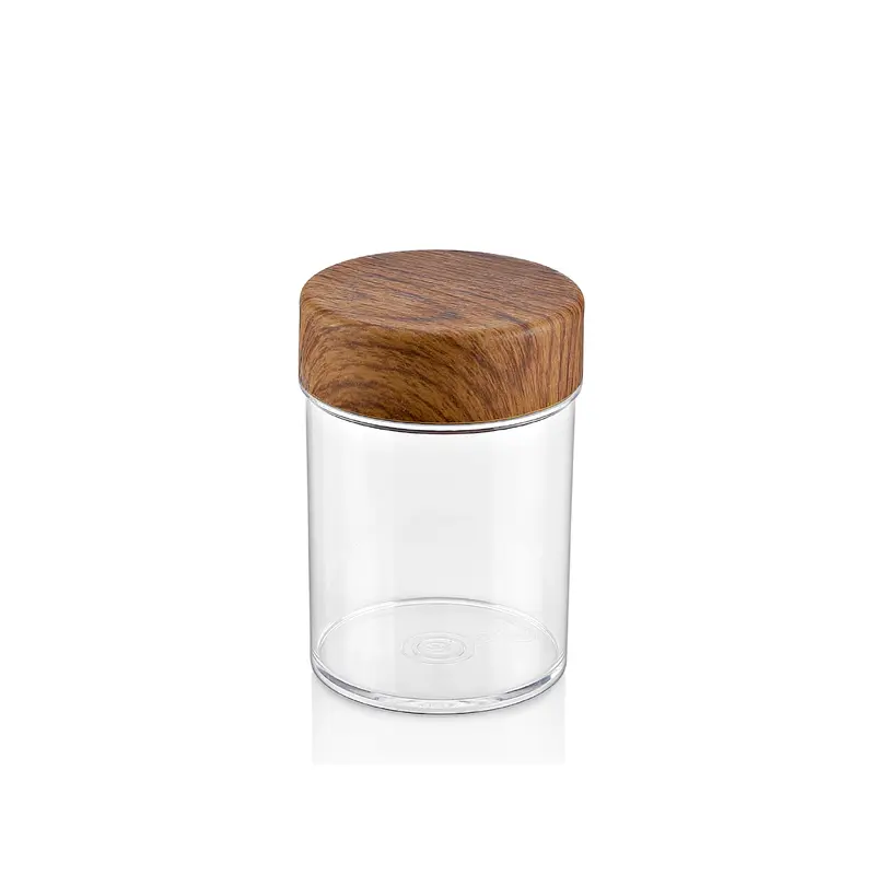 0,50 LT. ROUND JAR with Wooden Finished Lid