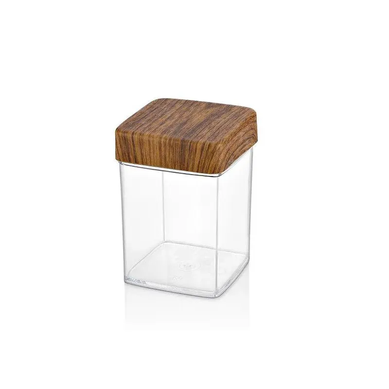 0,63 LT. SQUARE JAR with Wooden Finished Lid