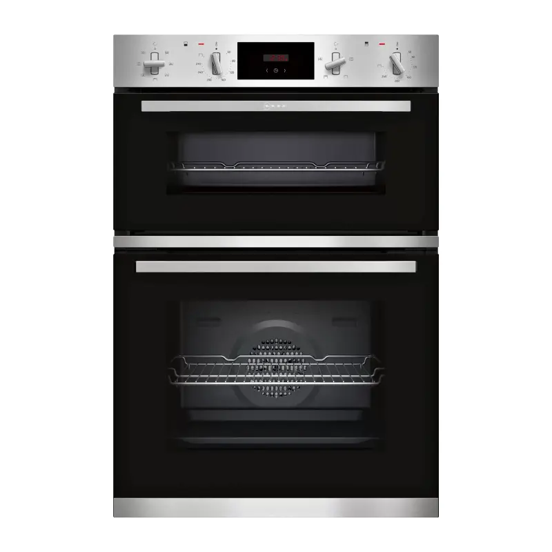 Neff U1GCC0AN0B - Black & Steel Built in Electric Double Oven - A energy