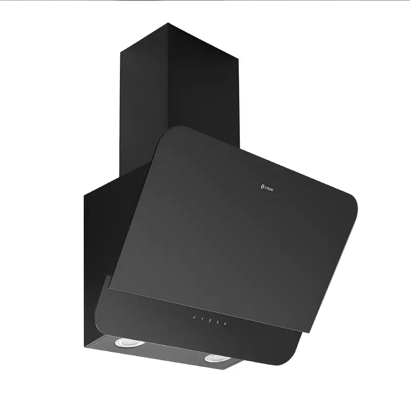 Caple OM600 - Black Glass Chimney Hood - 60cm Width - C Energy Rating