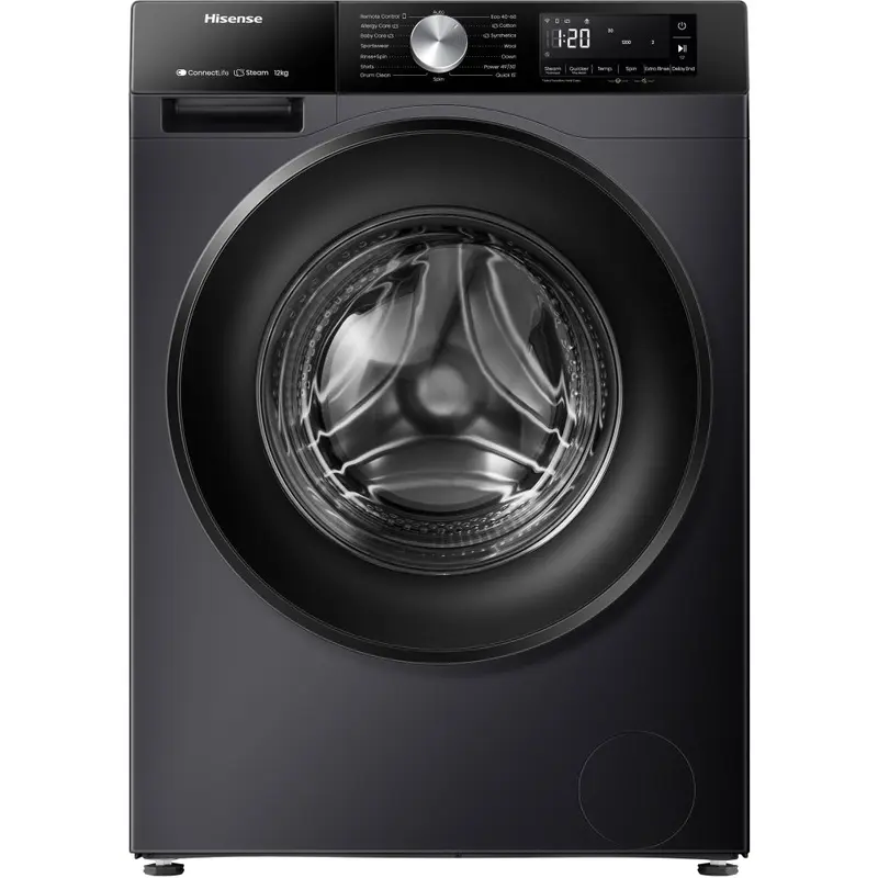 Hisense WF3S1243BB3 -3S Washing Machine, 12kg, 1400rpm, A Rated, Black