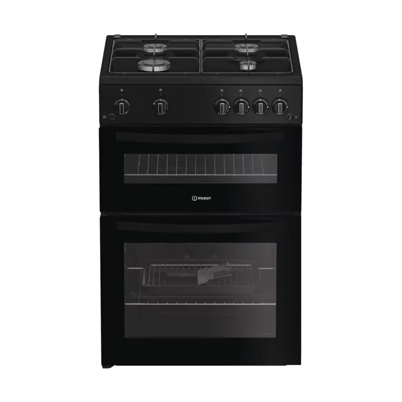 Indesit IDG6GB- Black 60cm Gas Double Cooker - A+ Energy Rating