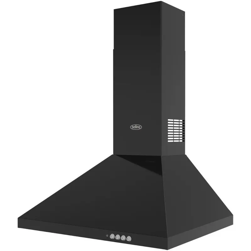 Belling CHIM 603PYR BLK 444411681 - Black Chimney Cooker Hood - 600 m/h - C Energy Rating