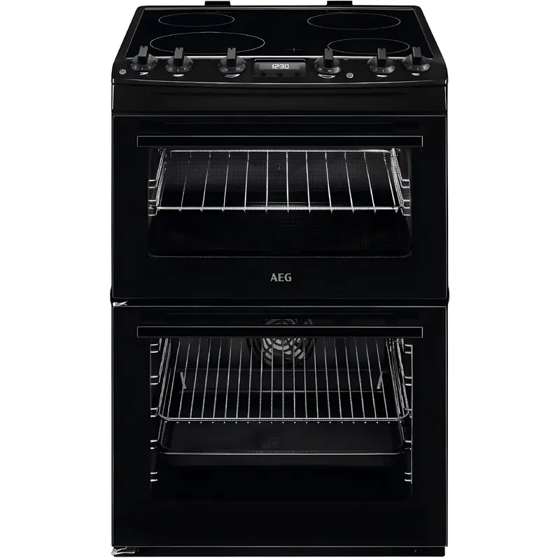 AEG CCX6540ACB - Black Ceramic Electric Cooker with Double Oven - 77/39L Capacity - A Energy Rating