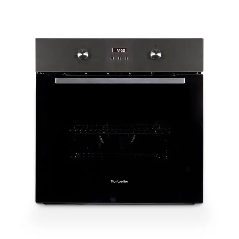 Montpellier MSBFO65SST - Black Glass Door Single Electric Oven - 65L Capacity - Built-In - A Energy