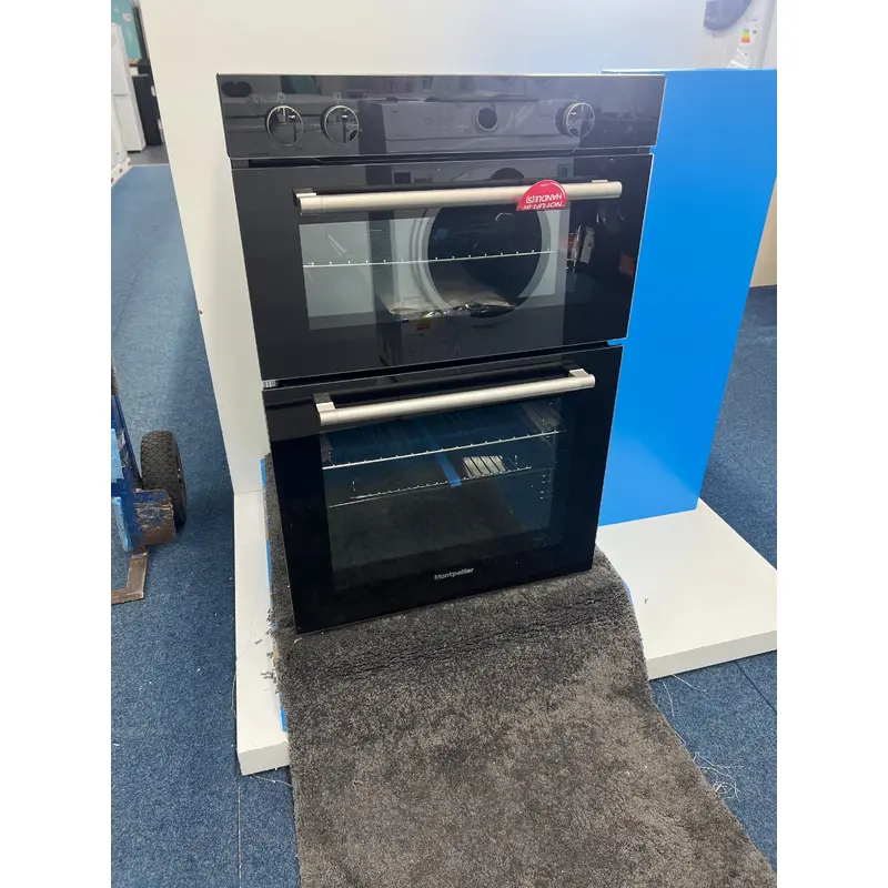 Montpellier MBIDO90 - Black Double Ovens - 39/81L - A/A Energy Rating - Unboxed