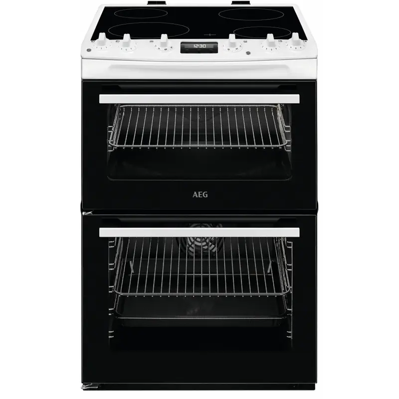 AEG CCX6540ACW - White Ceramic Electric Double Oven Cooker - 77/39L Capacity - A Energy Rating