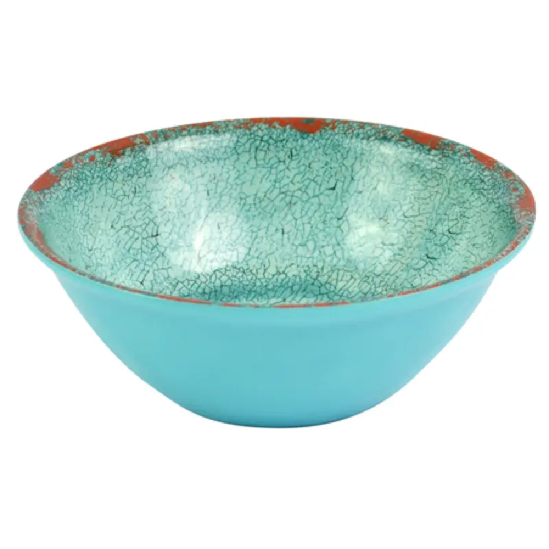 BauscherHepp TBL1636 8 Oz Blue Round Bowl Melamine Distressed Crackle Glaze