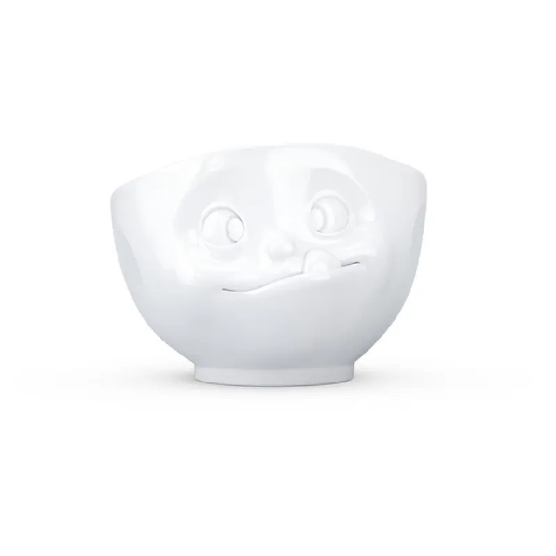 BauscherHepp 145014 Bowl 16 Oz Porcelain Embossed Tasty Face White