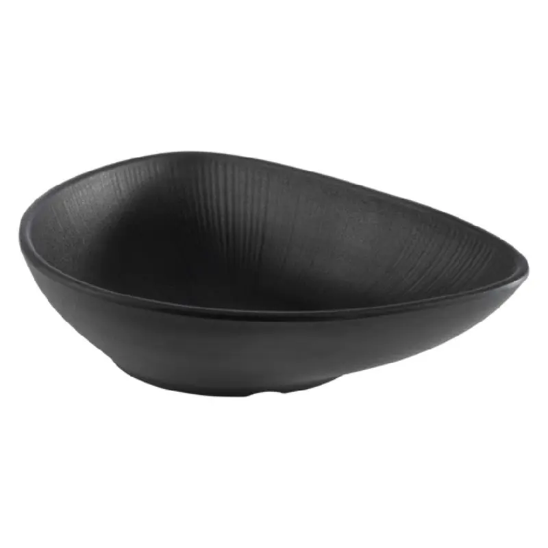 Libbey APS 85077 27 Oz Nero Bowl 11 Inch Ribbed Texture Black Melamine