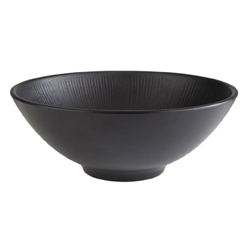 Libbey APS 85061 57 Oz Bowl Round Stackable Black Melamine Ribbed Matte Finish