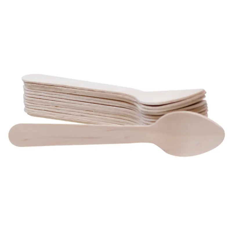 Tablecraft BAMSP425 4-1/4 Inch Biodegradable Disposable Spoon Pinewood 100 Packs
