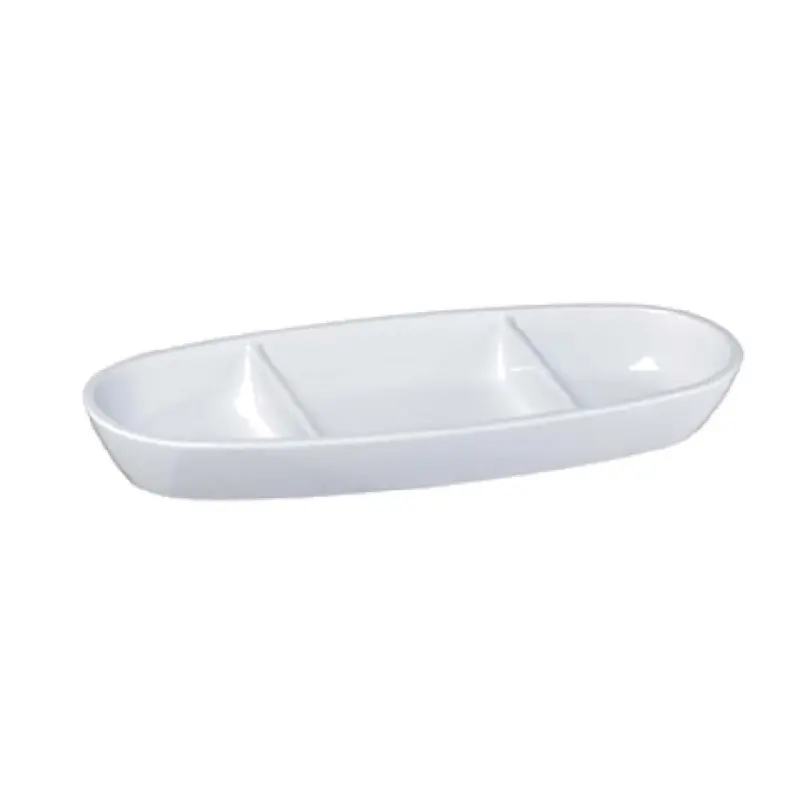 BauscherHepp 57.0104.9800 Dish 8-7/16 Inch Length Porcelain 3 Compartments Oval