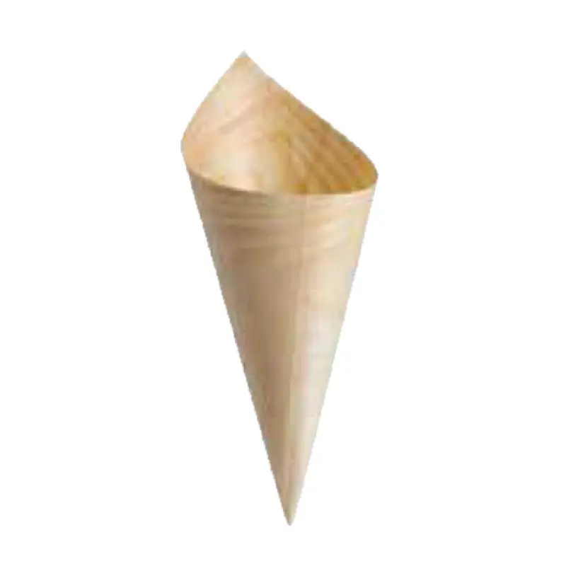 Tablecraft BAMDCN7 4-3/4 Oz Biodegradable Disposable Serving Cone Wood 50 Packs