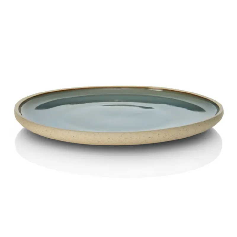 BauscherHepp 53.0007.0102 10 Inch Round Ceramic Flat Plate Lagoon Bright
