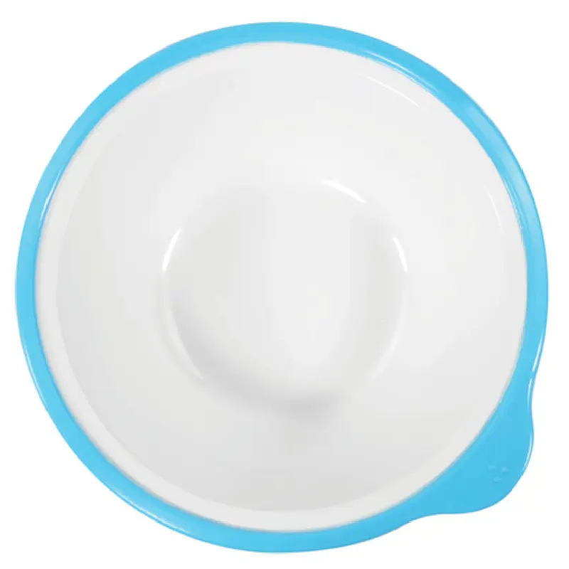 BauscherHepp T3820BL 7-1/10 Inch Round Bowl 13-1/2 Oz. Melamine White with Blue Rim