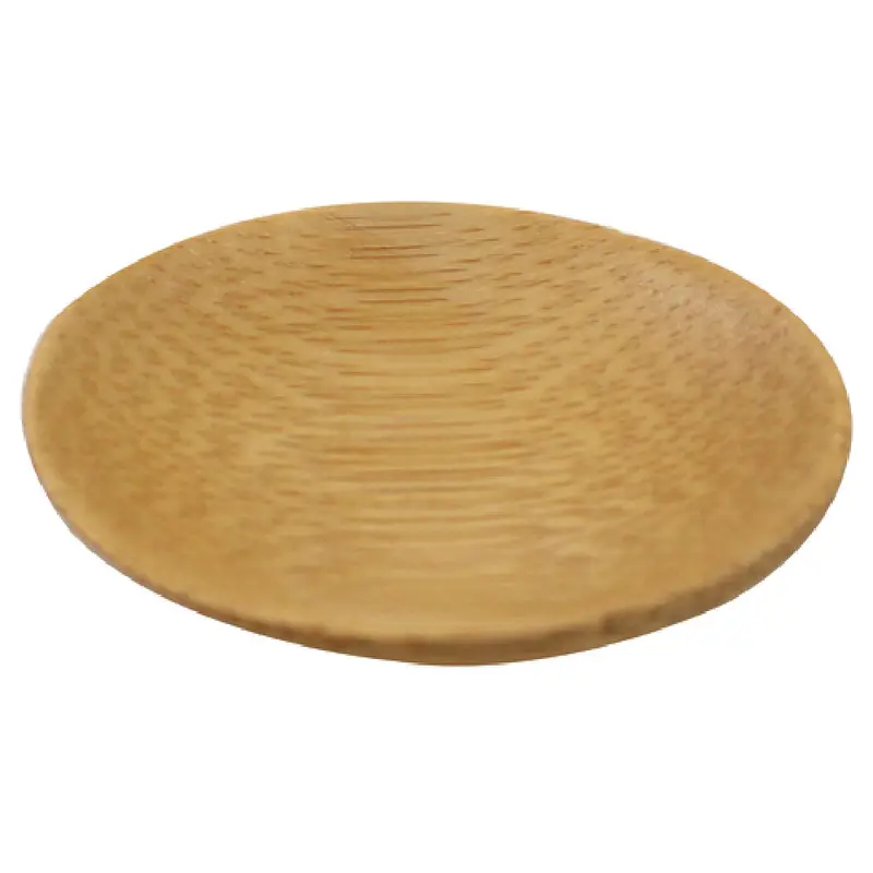 Tablecraft BAMDRBAM2 1/2 Oz Bamboo Disposable Plate Round Biodegradable - 48 Packs