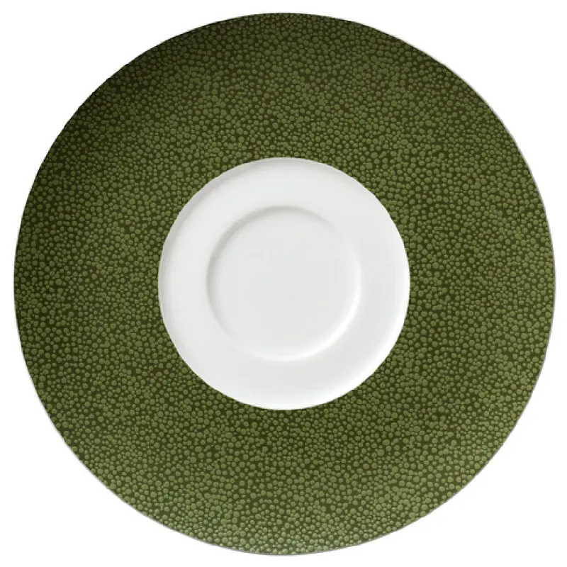 BauscherHepp 696819-425914 6.3 Inch Round Saucer with Double Well Porcelain Purity Pearls Green