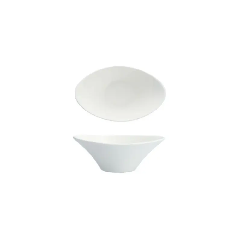Fortessa ALU-00-080 6 Inch Dipping Bowl 8oz Oval Vitrified China White