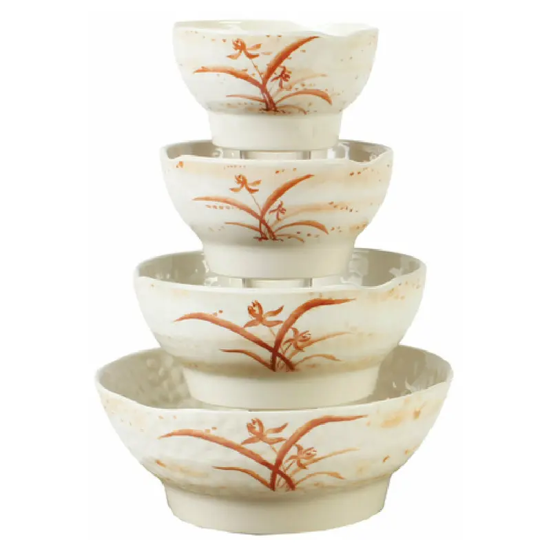 Thunder Group 3708GD 38-1/2 Oz Soup Bowl Wave Break-Resistant Melamine Gold Orchid