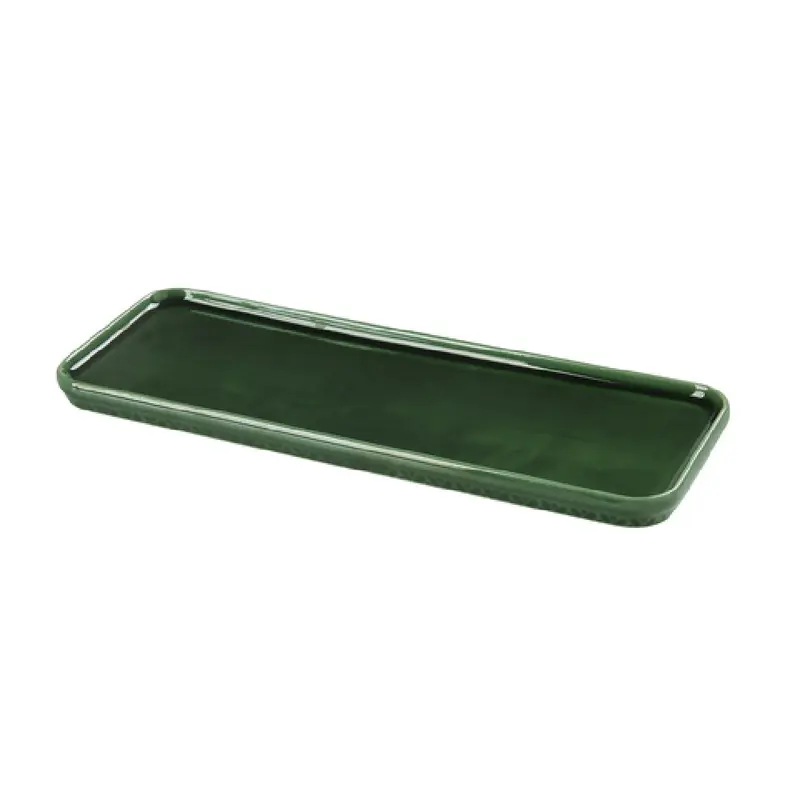 Yanco GG-515 16 Inch Green Gem Plate Coupe Rectangular Porcelain with Rolled Edge