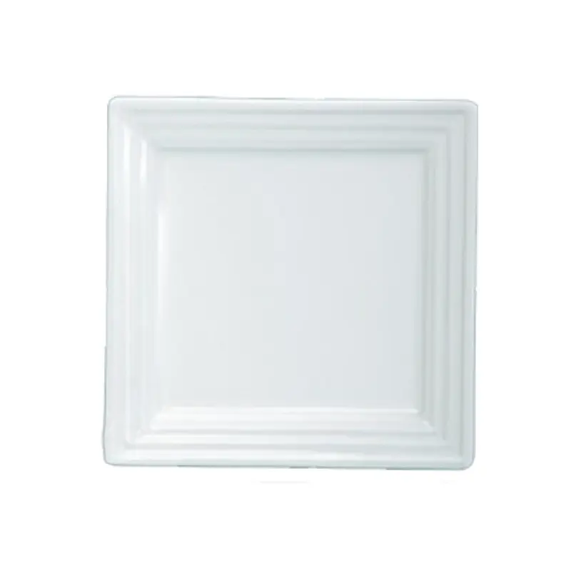 Yanco PL-112 12 Inch Square Plate Dish Dishwasher Oven Microwave Safe Porcelain Bone White