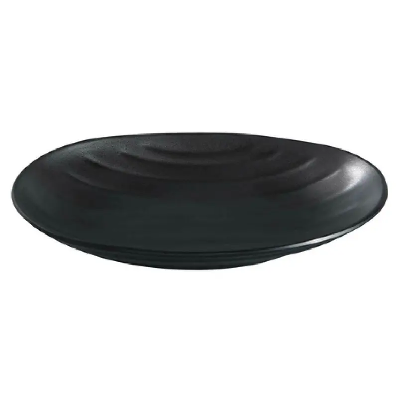 Yanco BP-2109 9-1/2 Inch Oval Plate Deep Asian Style Melamine Black