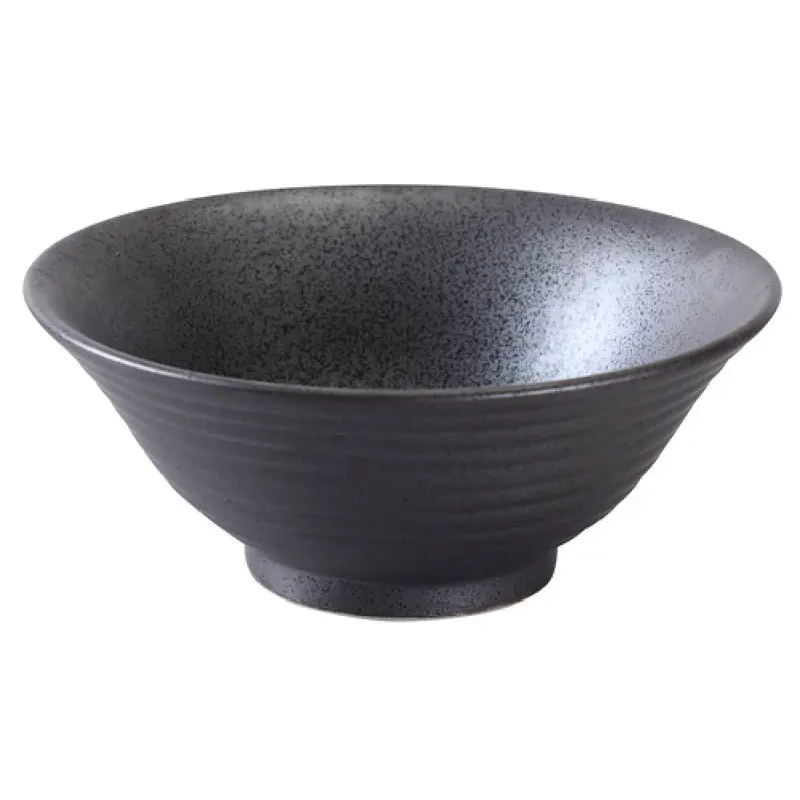 Yanco DB-3107 30 Oz Diamond Black Round Ramen Bowl Porcelain