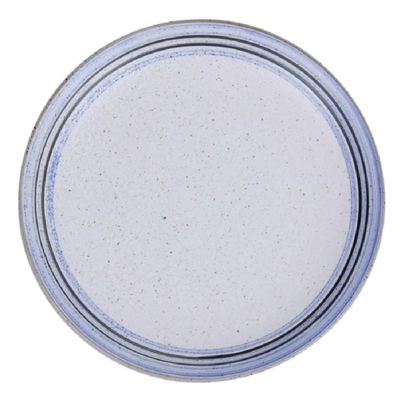 Yanco OC-107 7 Inch Diameter Coupe Plate with Blue Design Porcelain