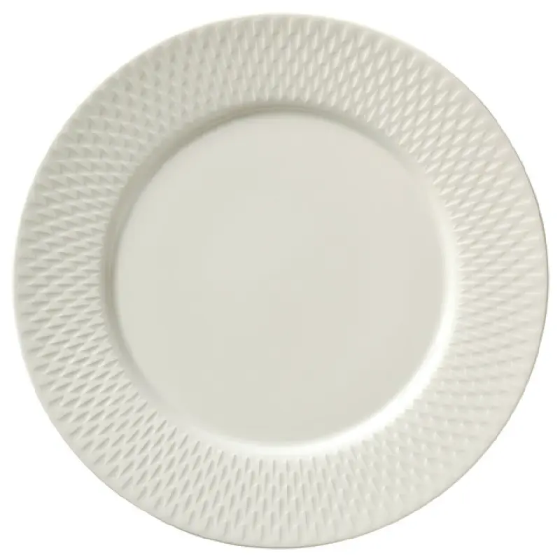 BauscherHepp 690082 12.4 Inch Diameter Flat Plate Porcelain Round with Rim Relief