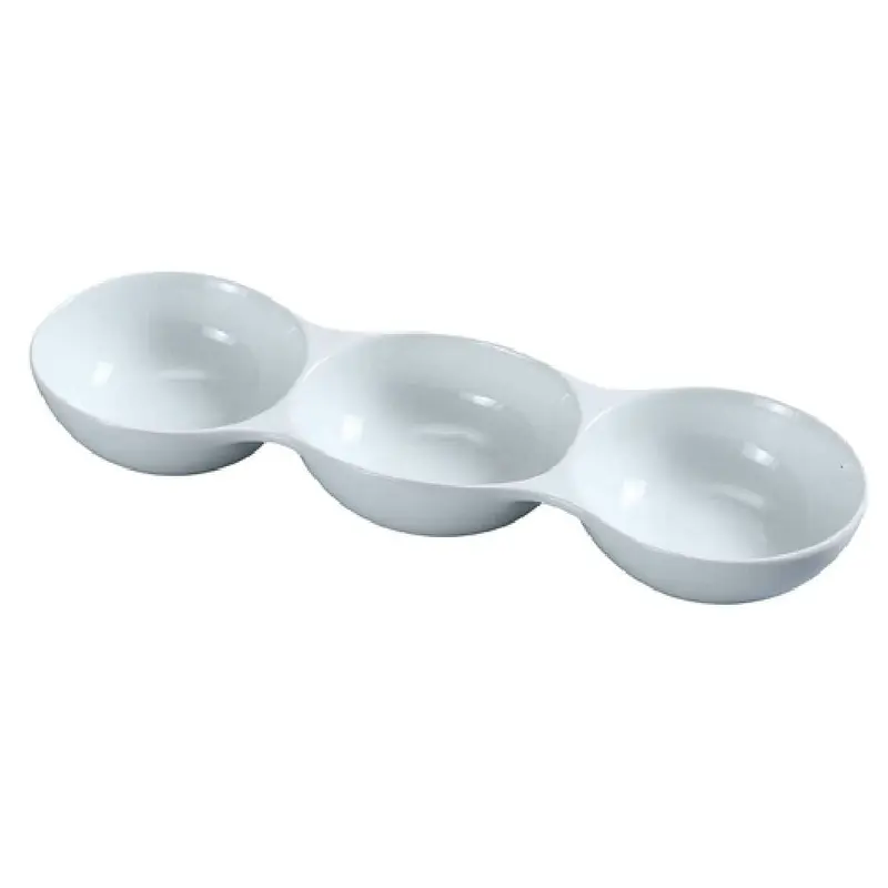 Yanco ML-833 13 Inch Porcelain Rectangular Compartment Dish Bowl with 3 Packs