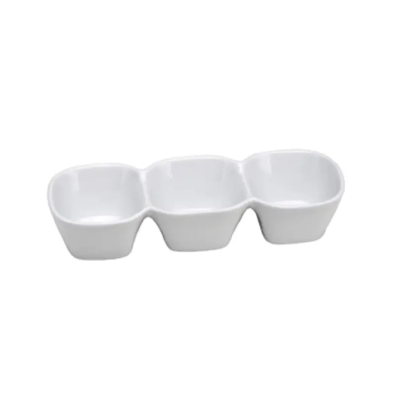 1880 Hospitality F8010000955 9-1/2 Inch Compartment Dish Bowl Porcelain 3 with Rolled Edge