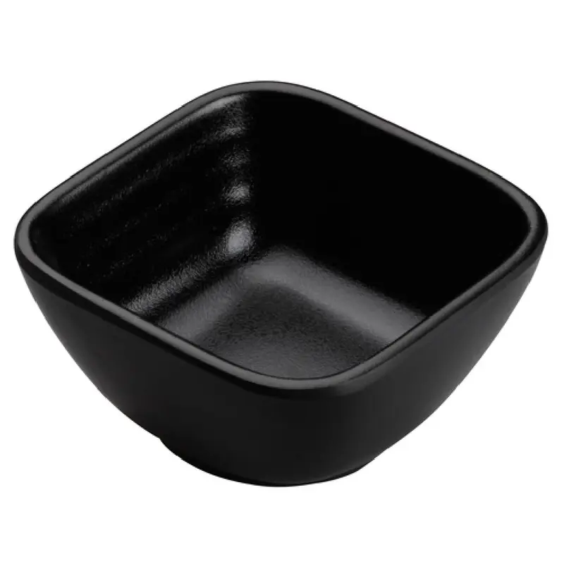 Winco WDM017-301 Bowl 2 oz Black Square Break-resistant Melamine 48 Packs