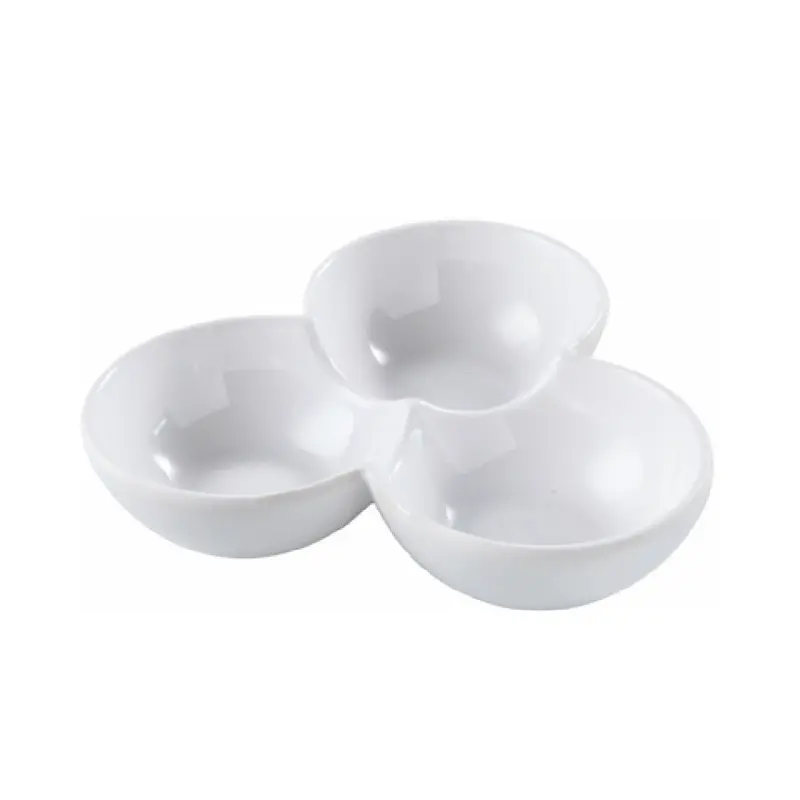 Yanco OK-817 7 Inch Three-Compartment Sauce Dish with Durable Plastic 48 Packs