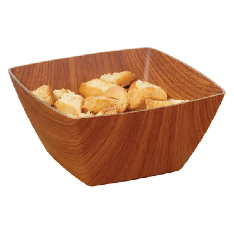 GET Enterprises B-SQ-6-M 1 Quart Square Faux Wood Bowl Polystyrene Brown