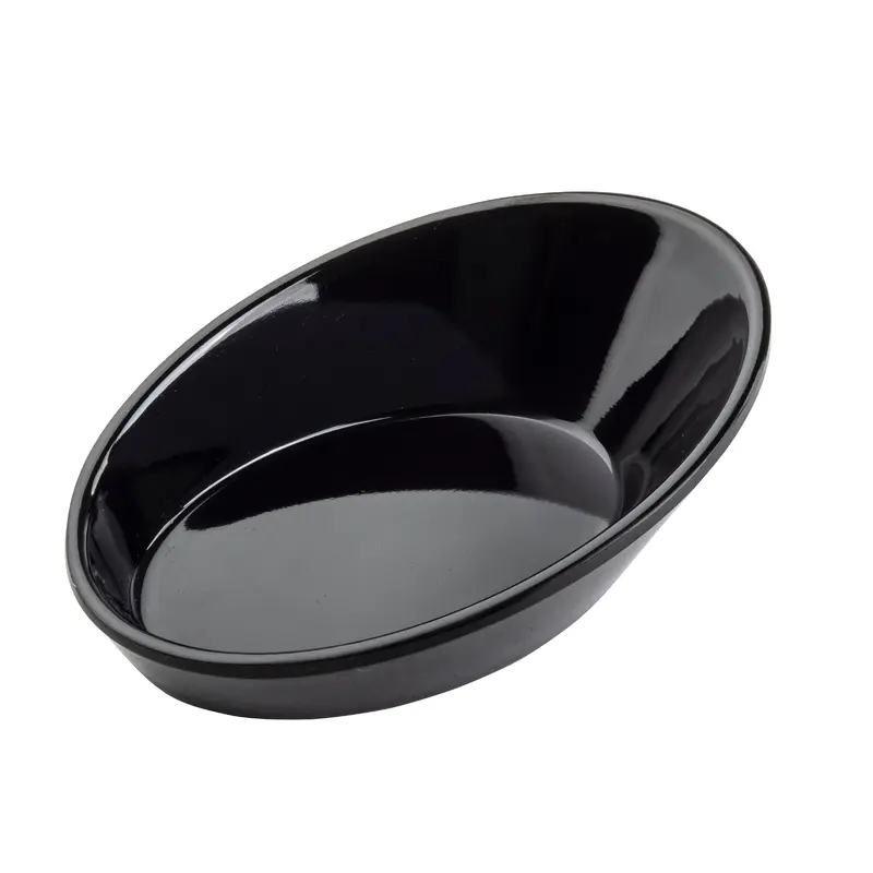 Tablecraft 10313BK 3/4 Oz Mini Dish Melamine Oval Black 24 Packs
