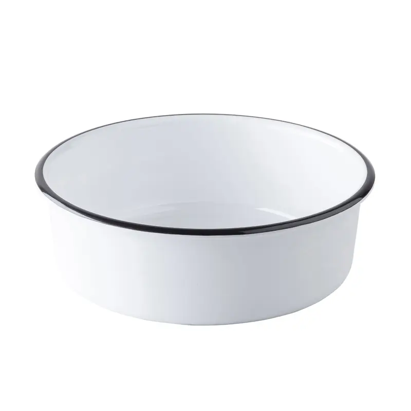 Tablecraft 12163 1.75 Quart Round Serving Bowl Melamine White Black