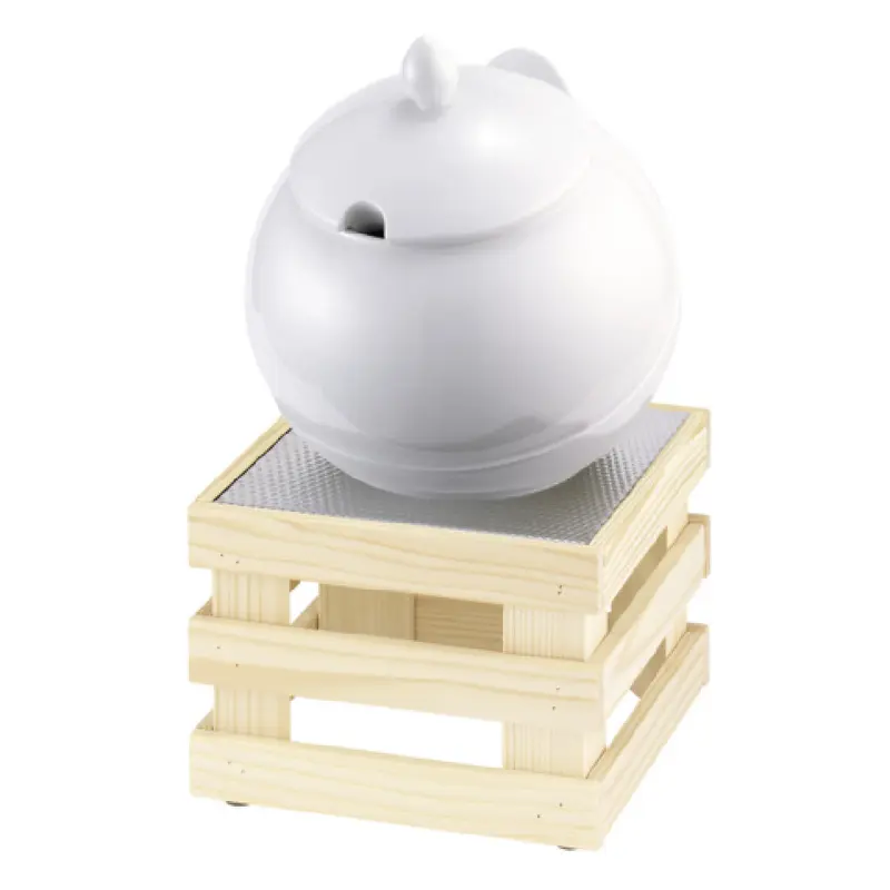 GET Enterprises 3563/020 9 Inch White China Bowl with Spruce Wood Base