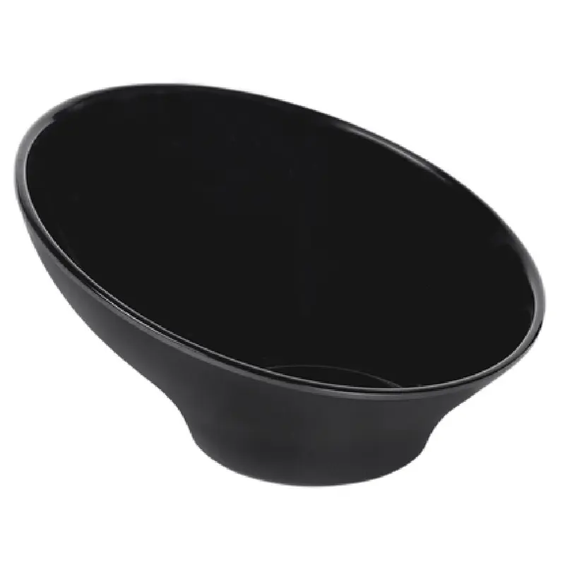 GET Enterprises M9-B 28 Oz Round Melamine Bowl Angled Black Pack By 4