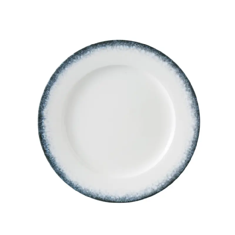 Yanco MR-110 10 1/4 Inch Diameter Round Dinner Plate White and Blue Chinaware Pack of 12