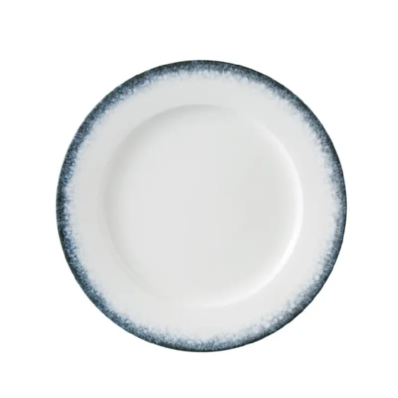 Yanco MR-111 11 1/4 Inch Diameter Chinaware Dinner Plate White and Blue 12 Packs