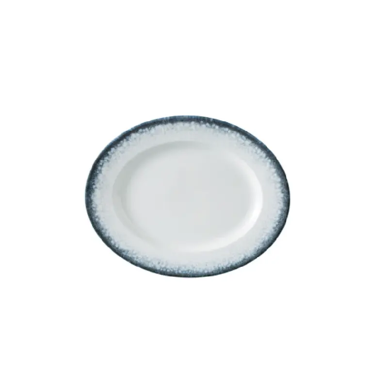 Yanco MR-212 12 Inch Oval Plate White Blue China Dishwasher Safe - 12 Packs