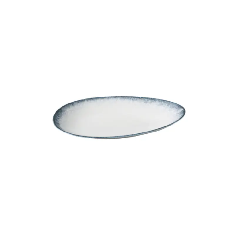 Yanco MR-311 11 3/4 Inch Oval Deep Plate China White and Blue Pack of 12