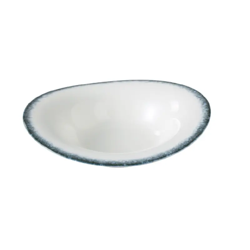 Yanco MR-408 12 Oz Mars Soup Plate 9 Inch Round White and Blue China