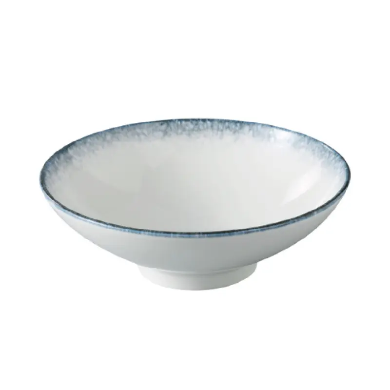 Yanco MR-509 50 Oz. China Bowl Round Dishwasher Microwave Safe White Blue