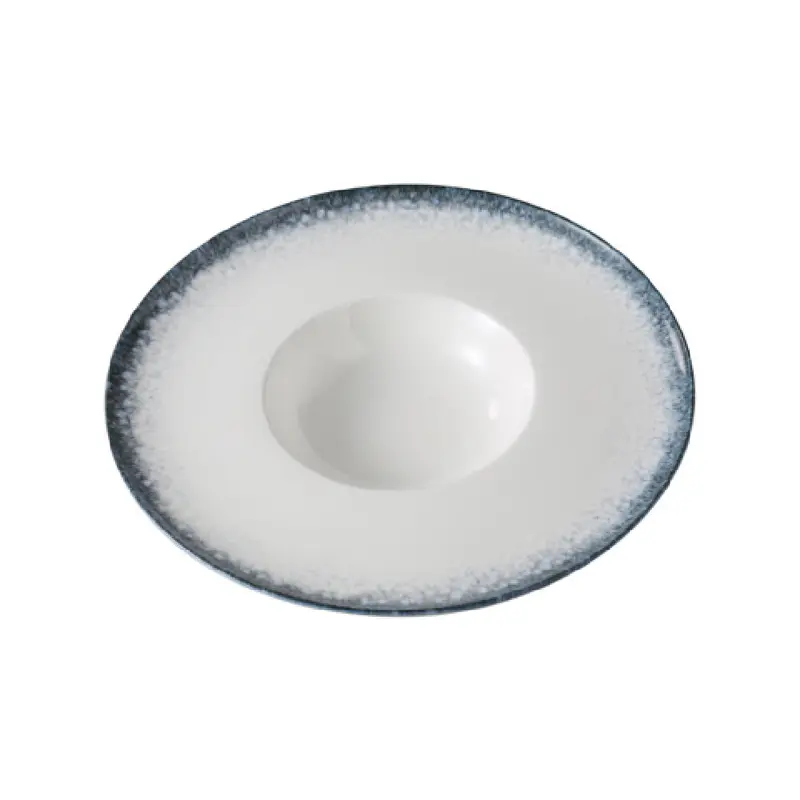 Yanco MR-611 11 1/2 Inch Diameter Dessert Plate White and Blue China